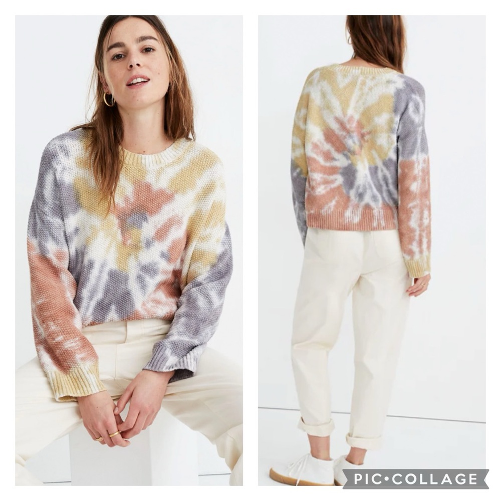 EUC Madewell Tie-Dye Westford Pullover Sweater in Lighthouse